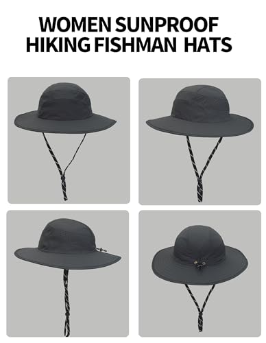 UPF50+ Bucket Hat, Wide Brim Sun Cap - color: Dark Grey