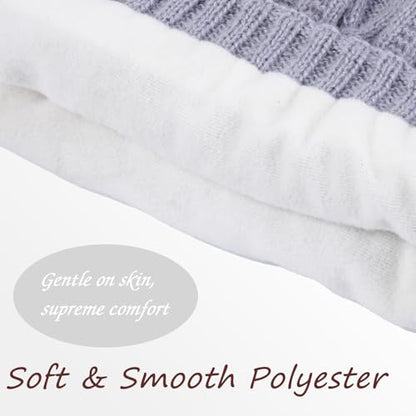 Pom Pom Beanie for Women & Girls, Warm Knit Winter Hat - color: Gray