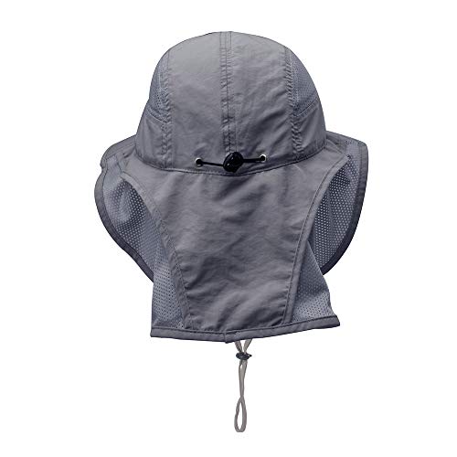 Unisex Outdoor Activities UV Protecting Sun Hats with Neck Flap - color: Black-grey
