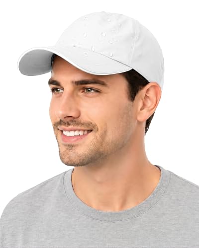 Waterproof Baseball Cap for Men Women UPF 50+ Quick-Dry Running Golf Hat - color: White