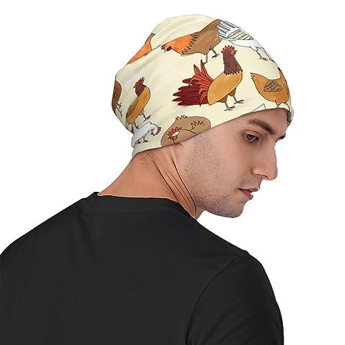 Funny Bigfoot Sasquatch Full Moon Slouchy Beanie for Men & Women Hip-Hop Baggy Skull Cap Fashion Thin Dwarf Knit Hat - color: A Brood of Chickens