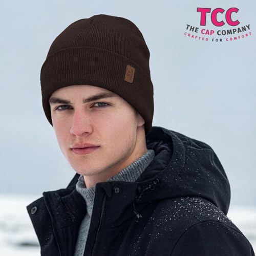 Beanie for Men Women | Cuffed Thick Soft Knitted Unisex Winter Hat Beanies Skull Cap - color: A07- Deep Coffee