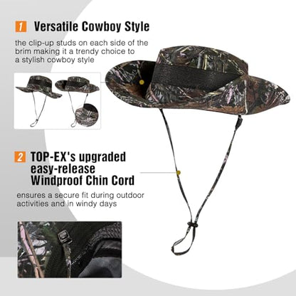 TOP-EX Oversized Waterproof Sun Hat for Big Heads with Wide Brim & Mesh - color: Camo-3"brim, size: Large-X-Large