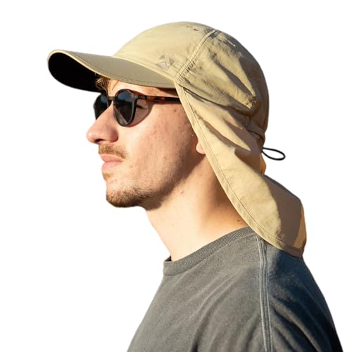 TOP-EX L/XL/XXL UV50+ Waterproof Neck Flap Baseball Sun Cap - color: Khaki, size: X-Large