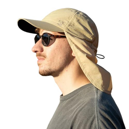 TOP-EX L/XL/XXL UV50+ Waterproof Neck Flap Baseball Sun Cap - color: Khaki, size: X-Large
