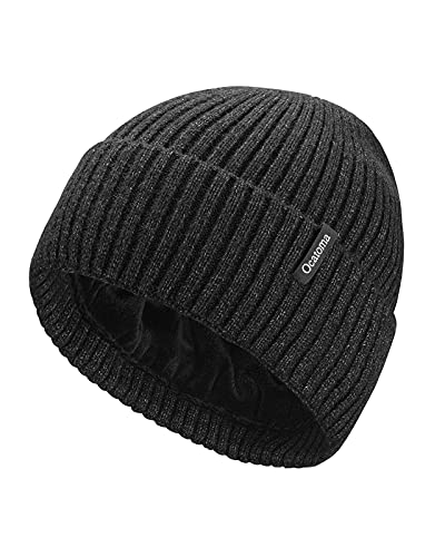 Ocatoma Beanie for Men Women Warm Winter Knit Cuffed Soft Ski Hats Unisex - color: Dark Gray