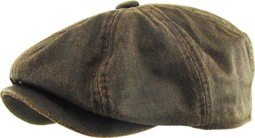 KBETHOS Leather Ascot Made in USA Ivy Collection Classic Newsboy Caps - color: (E) Pu Leather - Dark Brown, size: Small-Medium