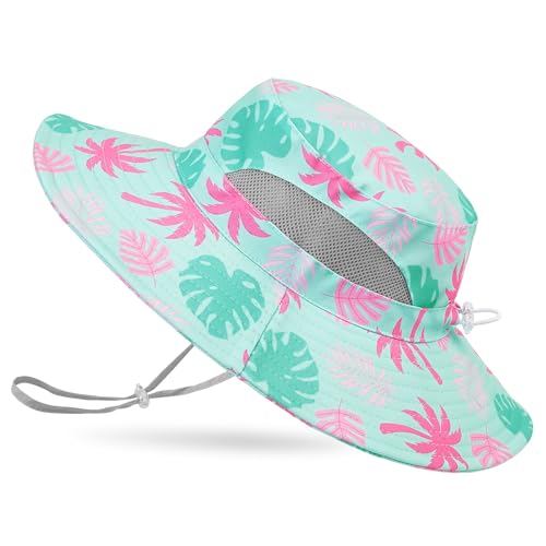 ICOSY Kids Sun Hat, UPF 50+ Girls Beach Hat for Toddler Kids - color: Light Blue