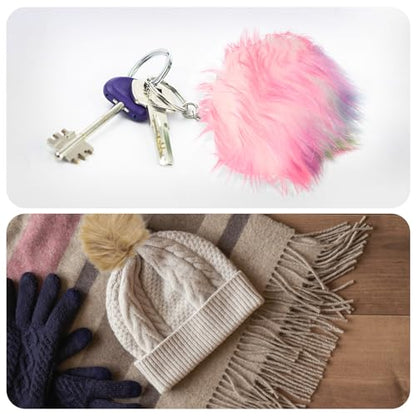PATIKIL Faux Fur Pom Poms for Hats, 6 Pcs Fluffy Soft Fur Poms Balls with Elastic Loop for Keychain Knitting Hats DIY Scarves Gloves Bag Christmas, Pink - color: Pink