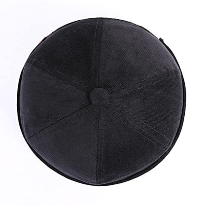 Men Hats Docker Cap Hats Beanie Sailor Cap Worker Hat Rolled Cuff Retro Brimless Hat with Adjustable - color: 7019-black