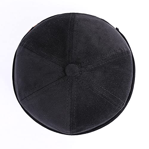 Men Hats Docker Cap Hats Beanie Sailor Cap Worker Hat Rolled Cuff Retro Brimless Hat with Adjustable - color: 7019-black