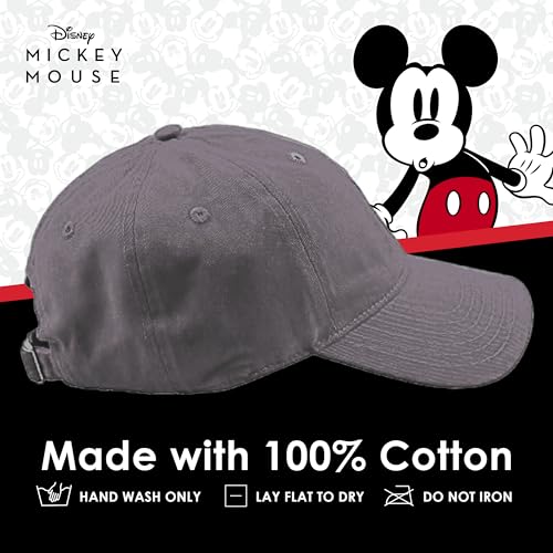Disney Mickey Mouse Embroidered Cotton Adjustable Dad Hat with Curved Brim - color: Gray