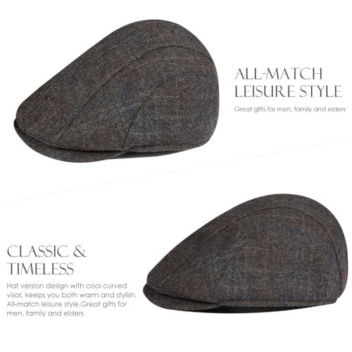 Sumolux Mens Newsboy Cap Winter Beret Hat Cabbie Flat Cap - color: B Coffee