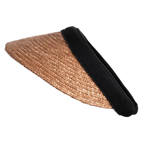 Sewn Braid Wheat Straw Clip on Sun Visor - color: Lt Brown