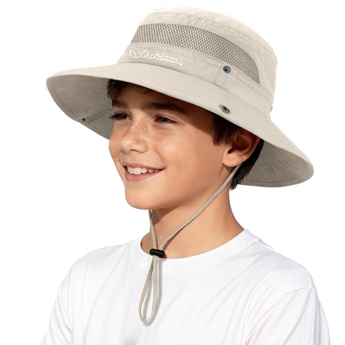 Komorebi UPF 50+ Kids Sun Hat，Wide Brim Bucket Hats for Kids Beach Outdoor - color: 02 Beige