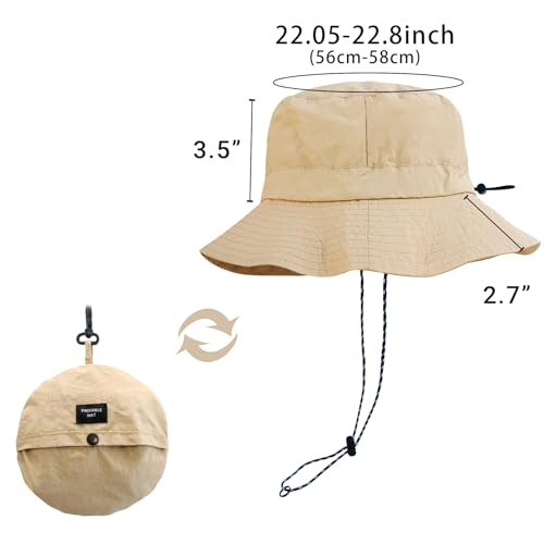 PFFY Packable Sun Bucket Hat for Men Women Outdoor UV Protection Sun Hats - color: Grey