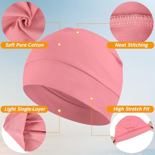 Headshion 100% Cotton Skull Caps Beanie Sleeping Hats for Men Women - color: Pink & Light Pink