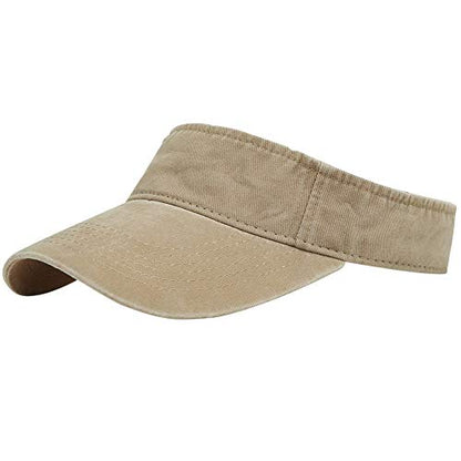 Sport Sun Visor Hats Cotton Ball Caps Empty Top Baseball Sun Cap for Men Women - color: Khaki