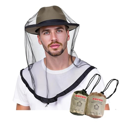 Mosquito Head Net,2 Pack Ultra Fine Ice Silk Cooling Large Long Mesh - color: Black
