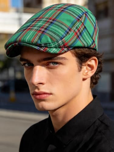 Idopy Men`s Classic Adjustable Ivy Irish Newsboy Golf Cap Hat - color: Green