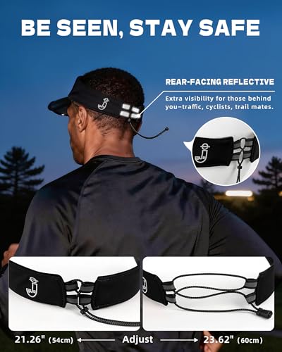 Transparent Sun Visor Hat for Women Men - UPF 50+ Clear Brim Adjustable Drawstring for Golf Tennis Pickleball - color: Black + Black