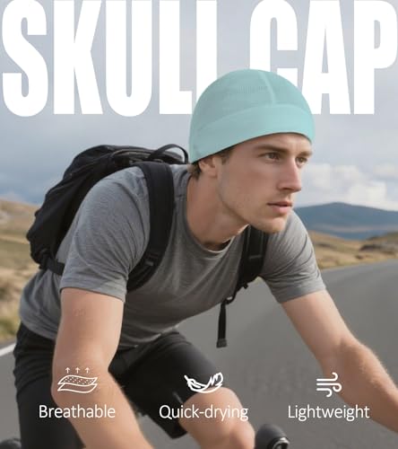 Skull Cap Helmet Liner for Men Women Cooling Hat Running Beanie - color: Set E-dark Gray,light Gray,mint Green