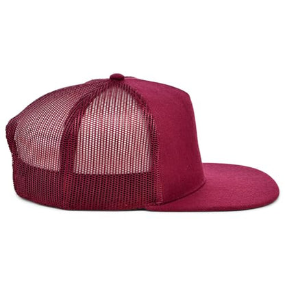 Lids Blank Essential 5-Panel Trucker Adjustable Snapback Hat - color: Maroon