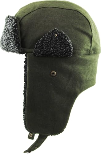 Wool Blend Aviator Trapper hat Trooper Ear Flaps Ushanka Eskimo Russian Warm Winter Cold… - color: 1. Olive Wool Blend