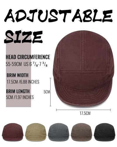 Clakllie Cotton 5 Panel Hats Hip Hop Short Brim Hats for Women Men Soft Golf Dad Hats Low Profile Trucker Cap with Adjustable - color: Cdus-bsad2514-wine Red