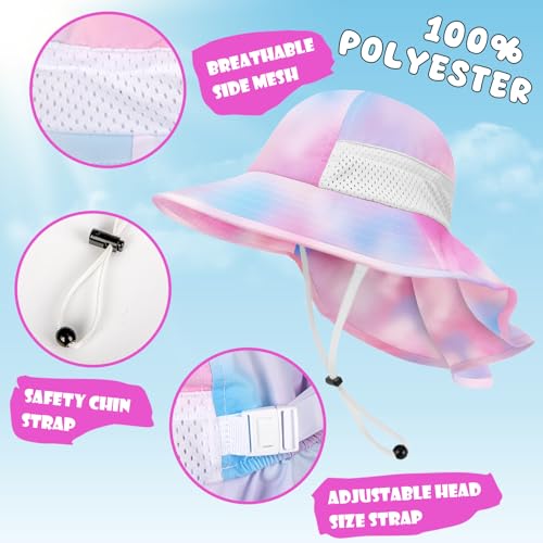 Toddler Baby Sun Hat Kids Summer Beach Essentials Adjustable Beach Hats with Bucket Wide Brim for Boys Girls Age 0-14 Years - color: 1 Pack - Tie Dye, size: 6-24 Months