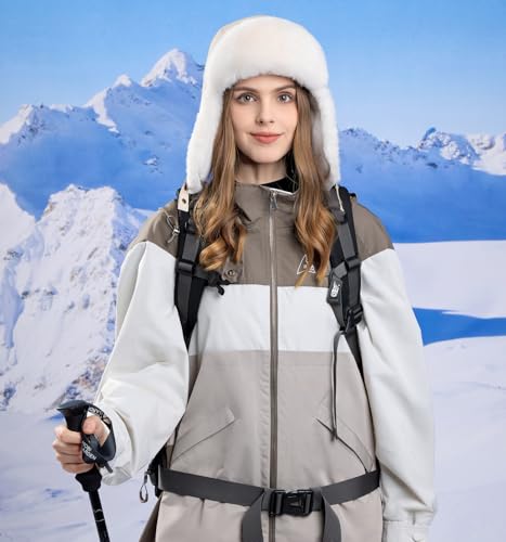 Women Winter Trapper Hat Ushanka Warm Sherpa Beanie Knit Ear Flap - color: Beige