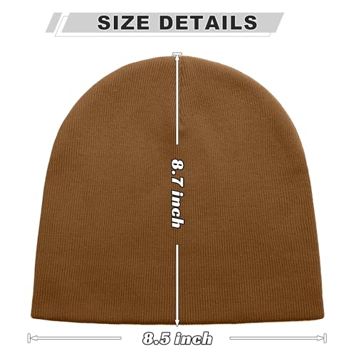 ROYBENS 100% Cotton No Cuff Beanie Hat Men Women, Fisherman Skull Cap - color: Light Coffee