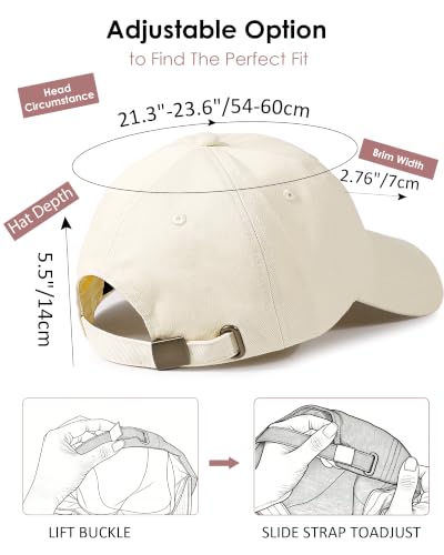 Lvaiz Womens Satin Lined Baseball Cap Washed Cotton Adjustable Dad Hat - color: Beige
