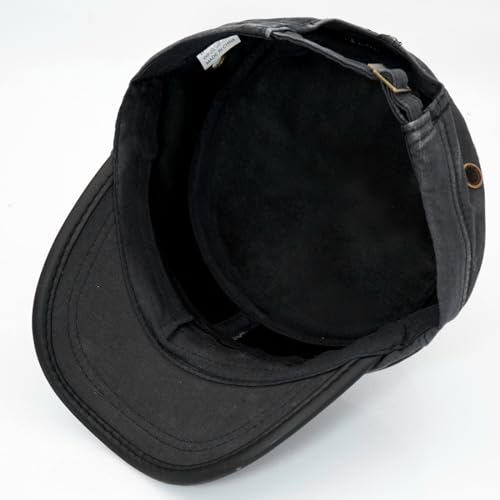 Unisex Cadet Army Cap Adjustable Flat Top Cap Washed Cotton Military Hat Baseball Cap - color: Black 1