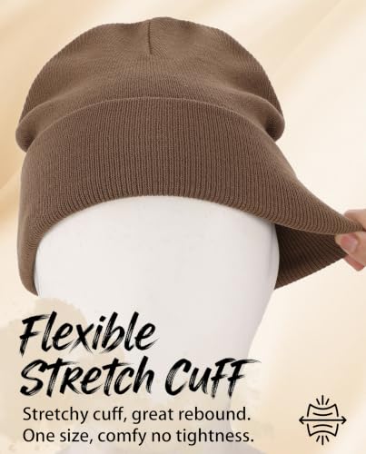Connectyle Men's Cuffed Beanie Hat Double Layer Knit Winter Watch Cap - color: Light Coffee