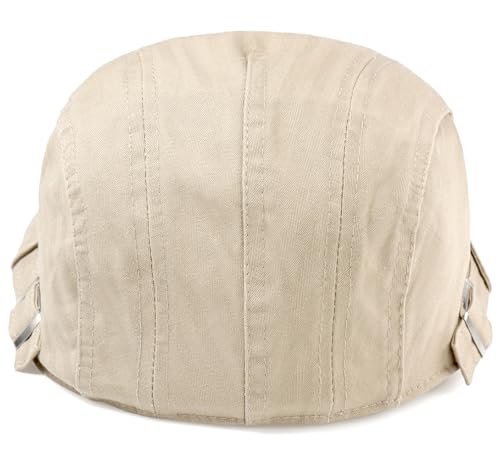 Newsboy Hats for Men Flat Cap Cotton Adjustable Breathable Irish Cabbie Ivy Driving Hunting Hat - color: Beige