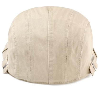 Newsboy Hats for Men Flat Cap Cotton Adjustable Breathable Irish Cabbie Ivy Driving Hunting Hat - color: Beige