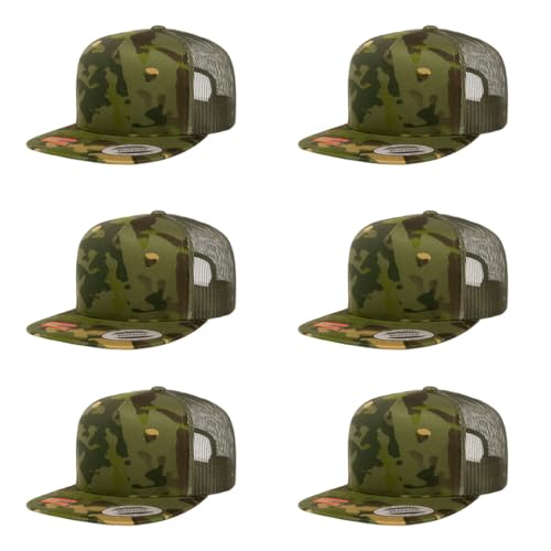 Yupoong 5-Panel YP Classic Trucker Cap | High Profile Flat Visor Snapback - color: Multicam Tropic