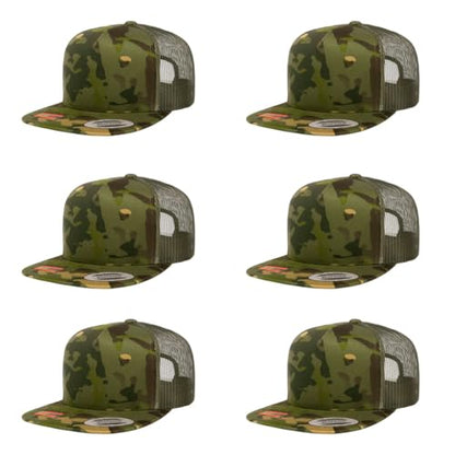 Yupoong 5-Panel YP Classic Trucker Cap | High Profile Flat Visor Snapback - color: Multicam Tropic