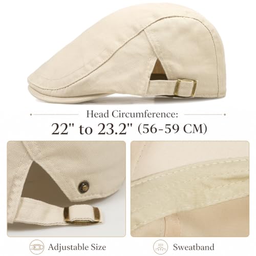 Initlove Mens Newsboy Cap Cotton Ivy Hat Beret Hats for Driving - color: B Khaki