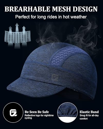 GADIEMKENSD Cooling Cycling Cap, Skull Cap Helmet Liner with Flip Brim, Sun Protection Running Under Helmet for Men Women - color: Navy