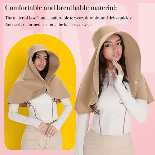 Shyyween 3 Pack Wide Brim Hats for Women,UPF 50+ - color: Beige, Black, Khaki