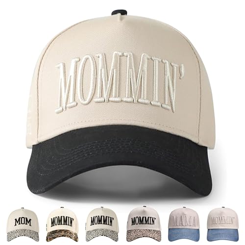 Womens Trucker Hat|Best Mom Ever Embroidery Adjustable Hat for Women from Daughter Son - color: Beige/Black1