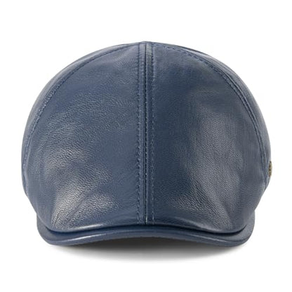 VOBOOM Leather Ivy Newsboy Caps 6 Panel Cabbie Beret Hat - color: Navy, size: 7 1/2
