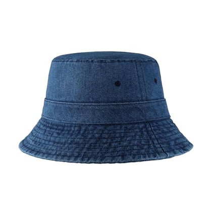 Hot Summer Bucket Hat - Trendy Cotton Sun Hat for Beach, Golf, Fishing - color: Dark Denim