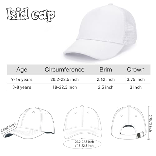 Edoneery Kids Baseball Hat, Adjustable Cotton Cap - color: Mesh-white, style: 3-8 Years