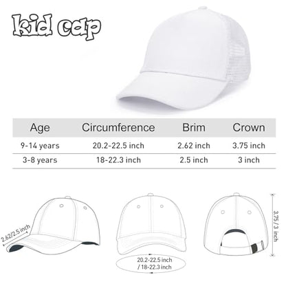 Edoneery Kids Baseball Hat, Adjustable Cotton Cap - color: Mesh-white, style: 3-8 Years
