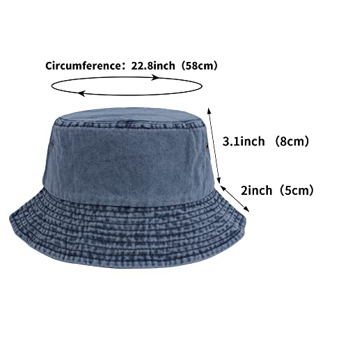 Washed Cotton Bucket Hats Packable Summer Beach Cap for Men Women - color: Ce-bh-khaki-green-navy