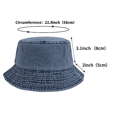 Washed Cotton Bucket Hats Packable Summer Beach Cap for Men Women - color: Ce-bh-khaki-orange-navy