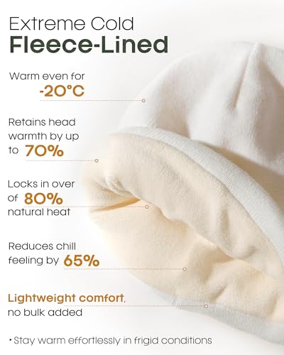 FURTALK Mens Winter Fleece Lined Knit Cuffed Beanie - color: White
